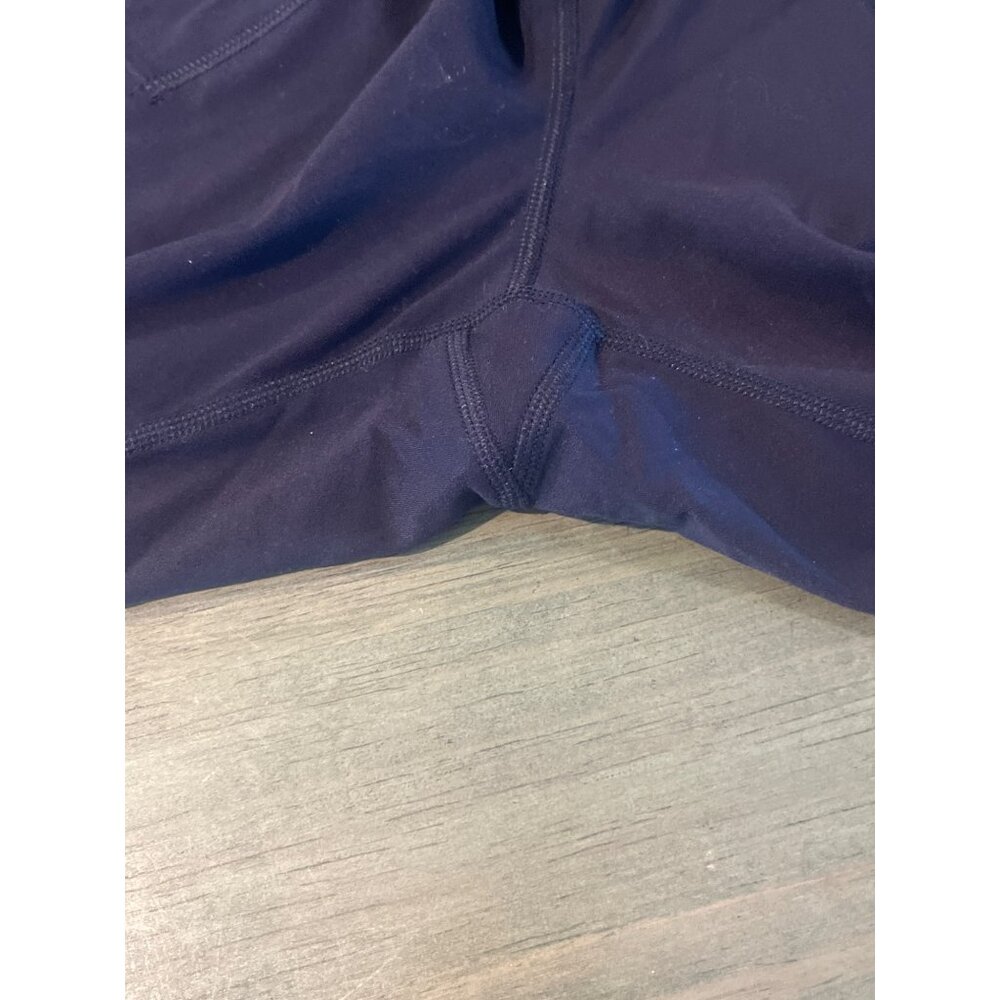Athleta Black Ankle-Length Leggings With Orange & Gray Side Stripes Drawstring W - Picture 3 of 8
